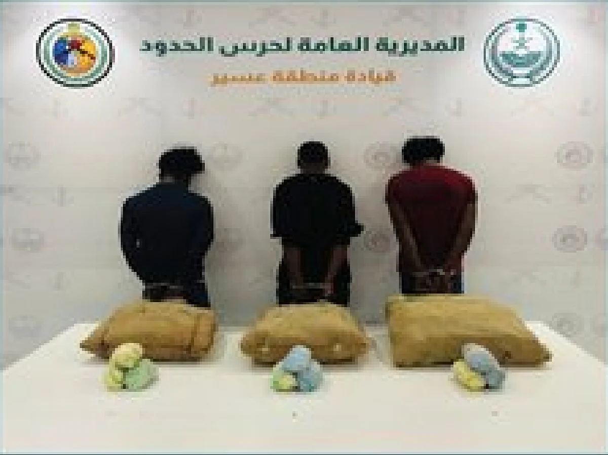 حرس الحدود بعسير يقبض على 3 مخالفين  لتهريبهم 72 كيلوجرامًا من القات		 – الخليجي نت